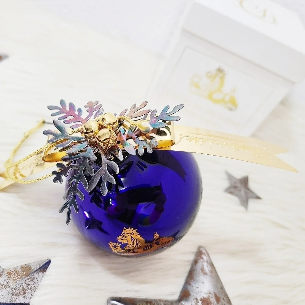 Department 56 Charles Dickens Heritage Ball Ornament Blue Glass & Metal #5774-6